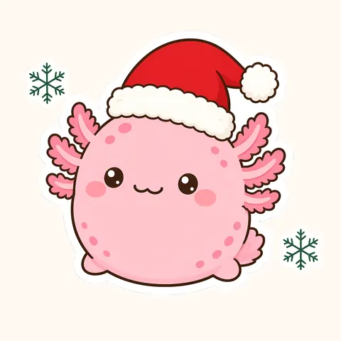 Christmas Axolotl in Santa Hat design